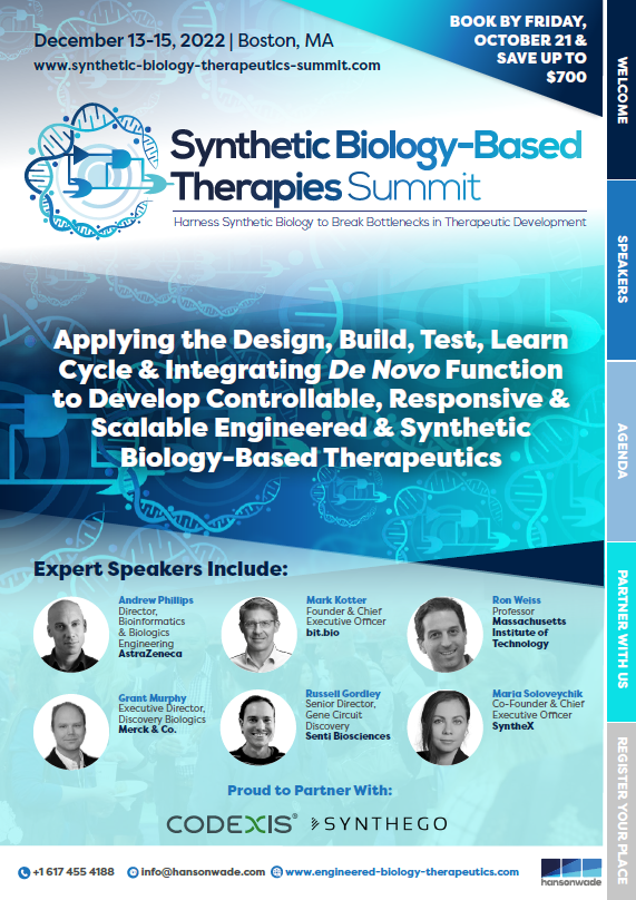 Synthetic Biology-Based Therapies Summit Brochure Front Cover
